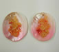 3D Oval Pink MOP Shell Pendant with Orange Flower