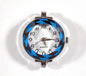 Rhodium Plated Round Watch Face with Electric Blue and Silver Face