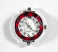 Rhodium Plated Round Watch Face with Red and Silver Face