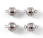 Silver Plated Magnetic Ball Clasp with Grooved Edge - Medium
