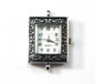 Antique Silver Rectangle Watch Face with Abstract Carving