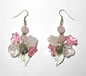 Floral and Gemstone Rose Quartz Earrings w- Sterling Silver Hooks