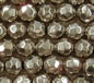 Silver Metallic 10mm Faceted Round Glass Beads